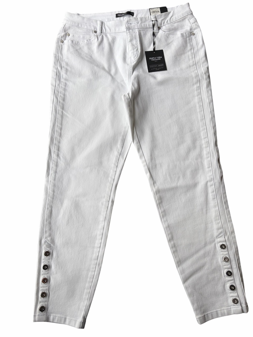 Simply Vera Vera Wang | White Button-Hem Skinny Ankle Jeans